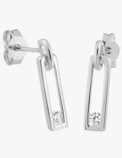 Boucles d'oreilles rectangulaires en or 375‰ et oxyde de zirconium SO OR