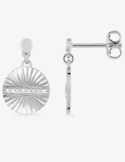 Boucles d'oreilles rond argent 925‰ rhodié et ligne oxydes de zirconium SO OR