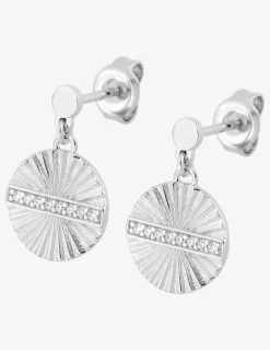 Boucles d'oreilles rond argent 925‰ rhodié et ligne oxydes de zirconium SO OR