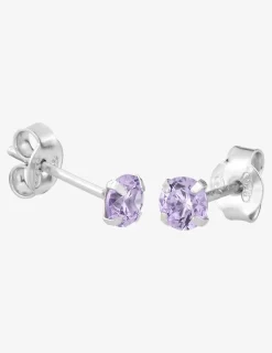 Boucles d'oreilles rondes et violettes argent rhodié 925%o avec oxyde de zirconium SO OR