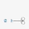 Boucles d'oreilles rondes et bleues claires argent rhodié 925%o avec oxyde de zirconium 3 mm SO OR