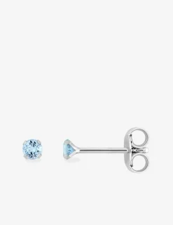 Boucles d'oreilles rondes et bleues claires argent rhodié 925%o avec oxyde de zirconium 3 mm SO OR