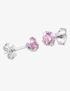 Boucles d'oreilles rondes et roses argent rhodié 925‰ avec oxyde de zirconium 5 mm SO OR