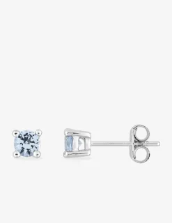 Boucles d'oreilles rondes pierres bleues claires argent rhodié 925%o avec oxyde de zirconium SO OR