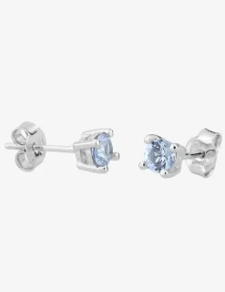 Boucles d'oreilles rondes pierres bleues claires argent rhodié 925%o avec oxyde de zirconium SO OR