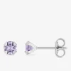 Boucles d'oreilles rondes et violettes argent rhodié 925%o avec oxyde de zirconium 5 mm SO OR