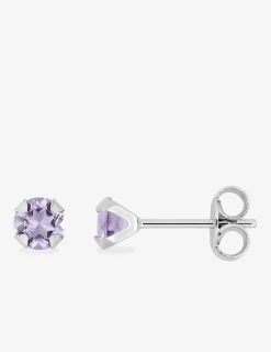 Boucles d'oreilles rondes et violettes argent rhodié 925%o avec oxyde de zirconium 5 mm SO OR