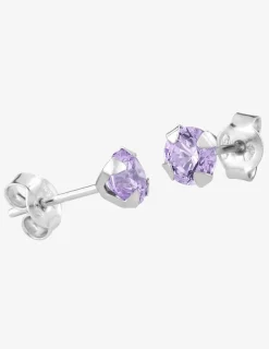 Boucles d'oreilles rondes et violettes argent rhodié 925%o avec oxyde de zirconium 5 mm SO OR