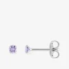 Boucles d'oreilles rondes et violettes argent rhodié 925%o avec oxyde de zirconium 3 mm SO OR