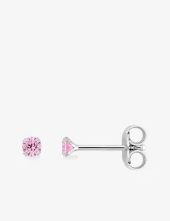 Boucles d'oreilles rondes et roses argent rhodié 925%o avec oxyde de zirconium 3 mm SO OR