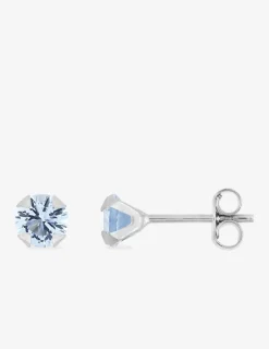 Boucles d'oreilles rondes et bleues claires argent rhodié 925‰ avec oxyde de zirconium 5 mm SO OR
