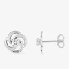 Boucles d'oreilles rosaces en or blanc 375‰ et oxyde de zirconium SO OR