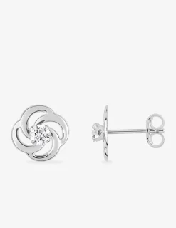 Boucles d'oreilles rosaces en or blanc 375‰ et oxyde de zirconium SO OR