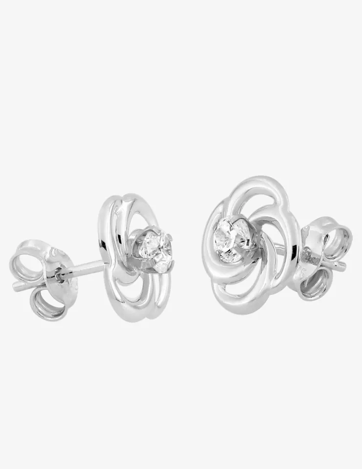 Boucles d'oreilles rosaces en or blanc 375‰ et oxyde de zirconium SO OR