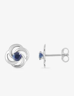 Boucles d'oreilles rosaces or blanc 375‰ et saphir SO OR