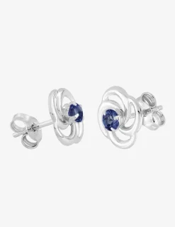 Boucles d'oreilles rosaces or blanc 375‰ et saphir SO OR