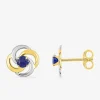 Boucles d'oreilles rosaces or jaune 375 ‰, rhodium et saphir SO OR