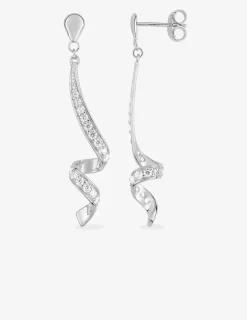 Boucles d'oreilles ruban or blanc 375‰ et oxydes de zirconium SO OR