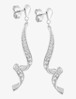 Boucles d'oreilles ruban or blanc 375‰ et oxydes de zirconium SO OR