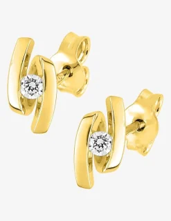 Boucles d'oreilles ruban plaqué or et oxyde de zirconium SO OR