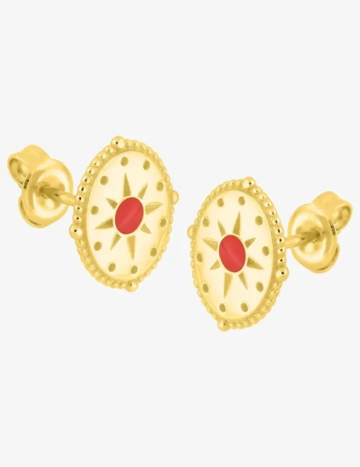 Boucles d'oreilles soleil laquées rouge SO OR