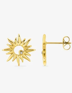 Boucles d'oreilles soleil acier doré SO OR