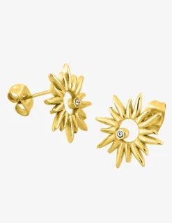 Boucles d'oreilles soleil acier doré SO OR