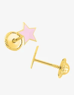 Boucles d'oreilles étoile or jaune 375‰ et laque SO OR