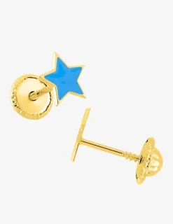 Boucles d'oreilles étoile or jaune 375‰ et laque SO OR