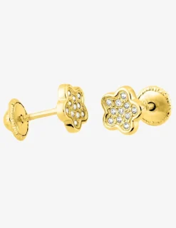 Boucles d'oreilles étoile or jaune 750‰ et oxydes de zirconium SO OR