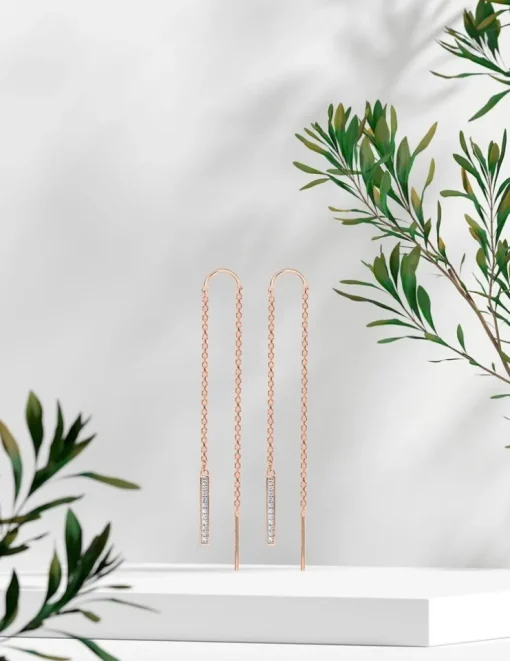 Boucles d'oreilles tombantes plaquées or rose et oxydes de zirconium SO OR
