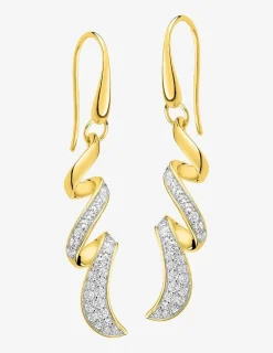 Boucles d'oreilles torsade plaqué or, oxydes de zirconium et rhodium SO OR