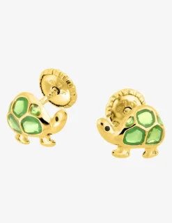 Boucles d'oreilles tortue or jaune 375‰ et laque SO OR