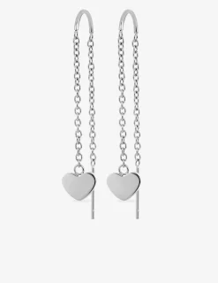 Boucles d'oreilles traversantes en acier gris, motif cœur SO OR