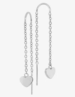 Boucles d'oreilles traversantes en acier gris, motif cœur SO OR