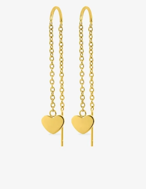 Boucles d'oreilles traversantes en acier doré, motif cœur SO OR