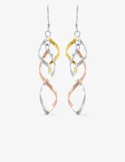 Boucles d'oreilles tricolores en argent 925‰ rhodié SO OR