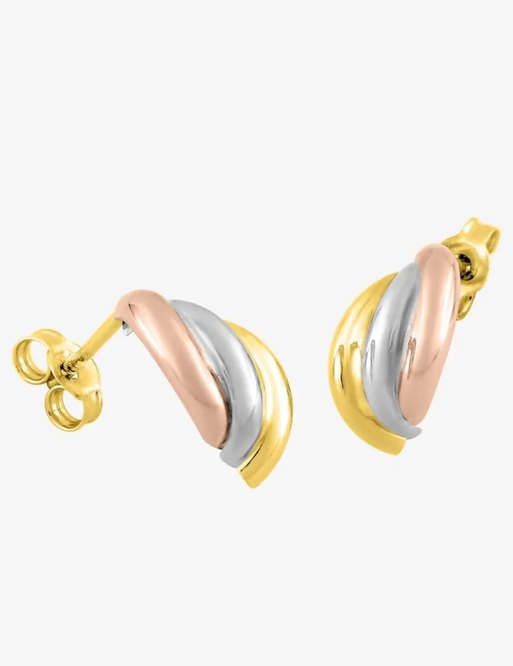 Boucles d'oreilles tricolores or 375‰ SO OR