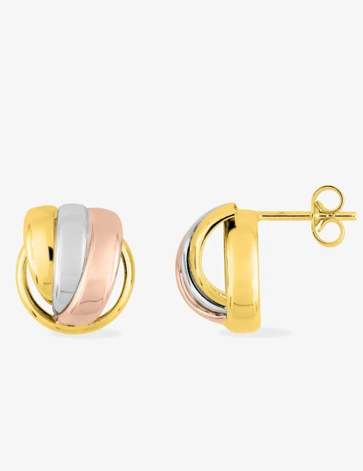 Boucles d'oreilles tricolores or 375‰ SO OR