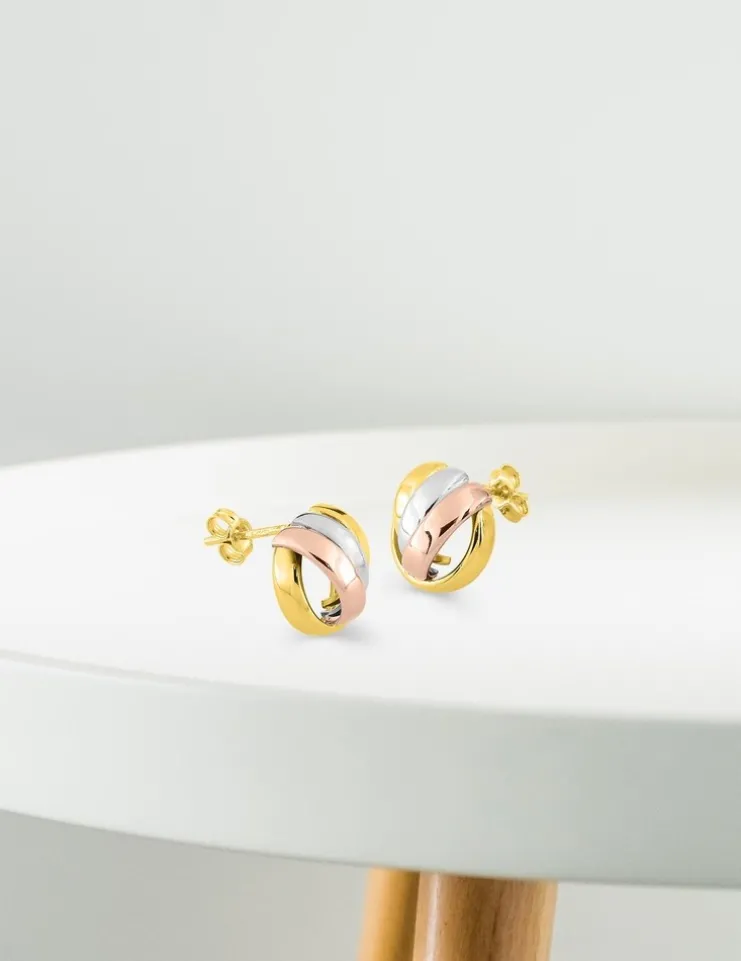 Boucles d'oreilles tricolores or 375‰ SO OR
