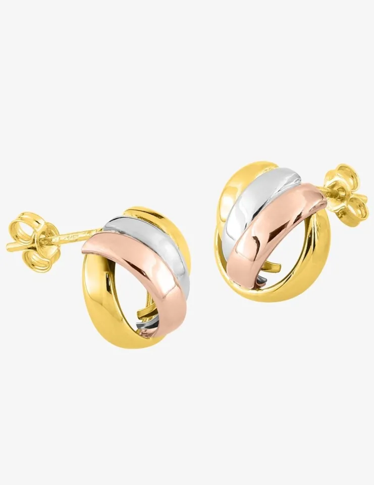Boucles d'oreilles tricolores or 375‰ SO OR