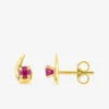 Boucles d'oreilles virgule or jaune 750‰ et rubis SO OR