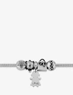 Bracelet acier breloques petite fille avec cristal synthétique rose SO OR
