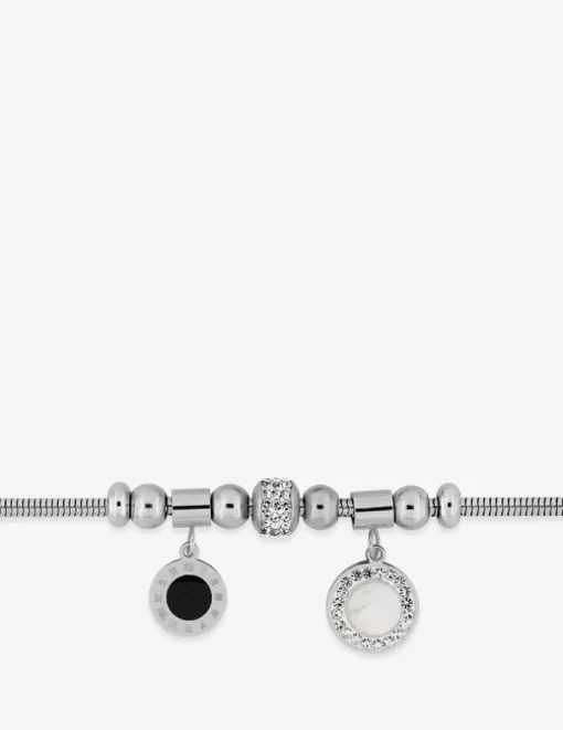 Bracelet acier breloques jetons avec cristaux synthétiques SO OR