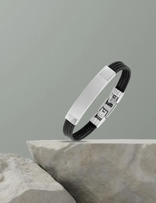 Bracelet acier CARGO 4 rangs de câbles acier noir SO OR