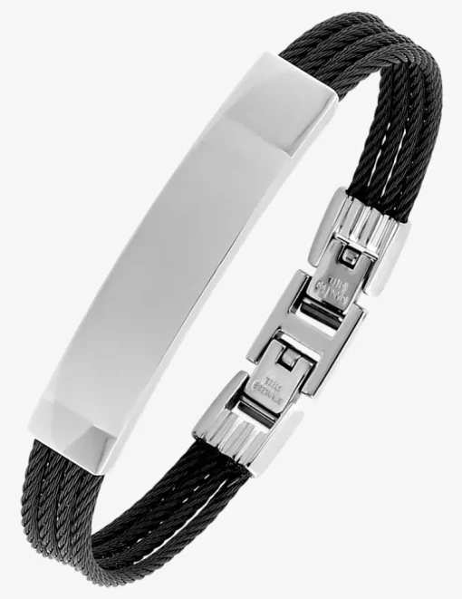 Bracelet acier CARGO 4 rangs de câbles acier noir SO OR