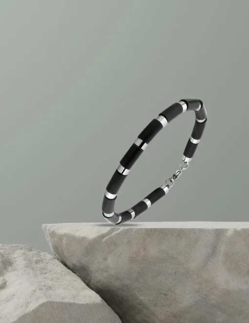 Bracelet acier CARGO alternés motifs caoutchouc SO OR