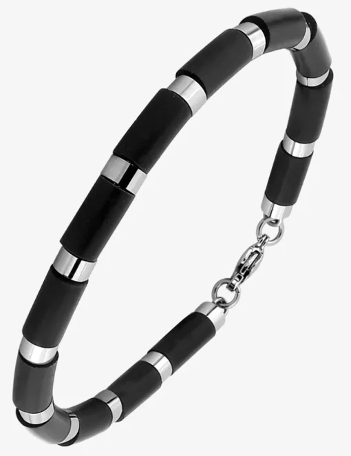 Bracelet acier CARGO alternés motifs caoutchouc SO OR