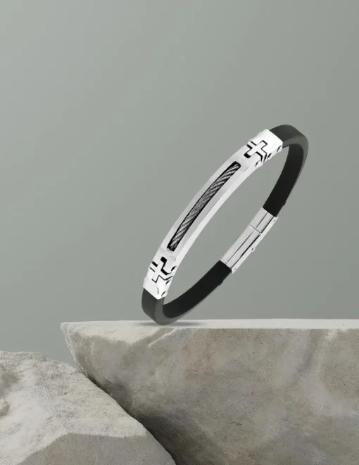 Bracelet acier CARGO cable et caoutchouc SO OR