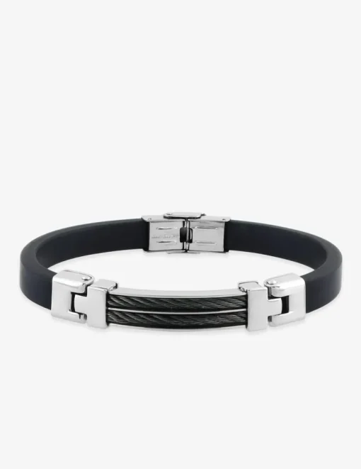 Bracelet acier CARGO caoutchouc et cable SO OR